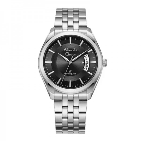 Alexandre Christie AC 8674 Silver Black Man MDBSSBA